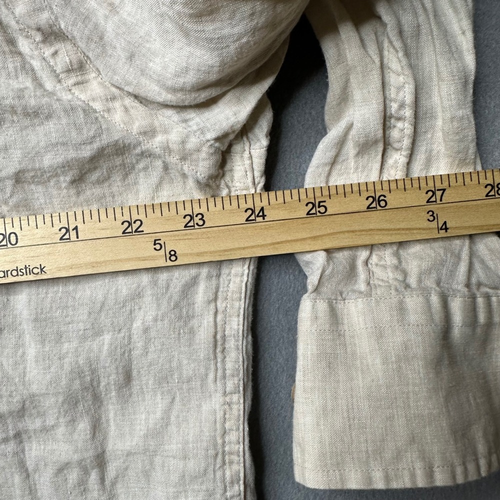 Joseph Abboud Button Down Shirt Mens XL Beige 100% Linen Long Sleeve Pocket - Picture 2 of 10